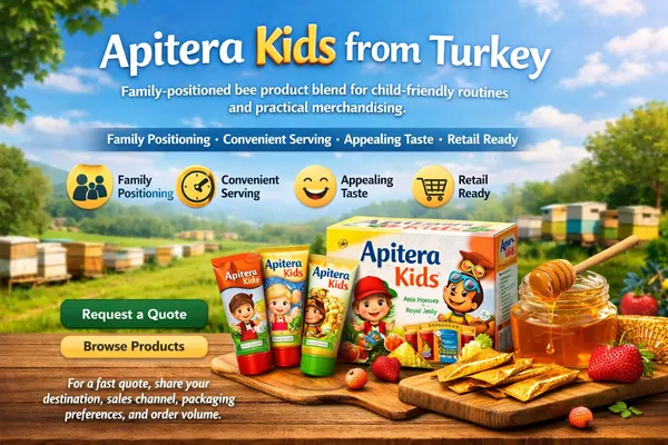 Apitera Kids bee product blend supply from Türkiye for importers and distributors