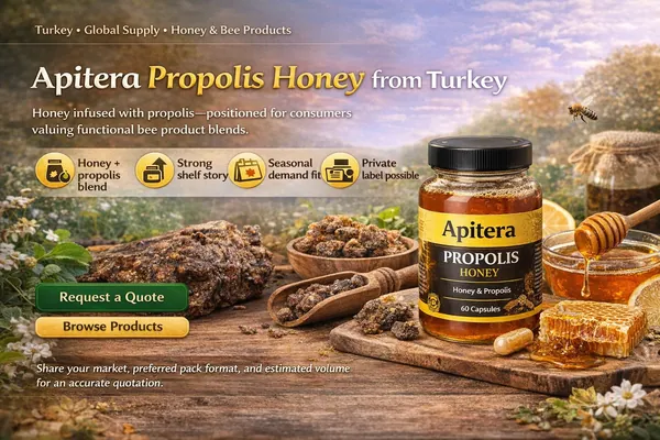 Apitera Propolis Honey supply from Türkiye for export and wholesale buyers