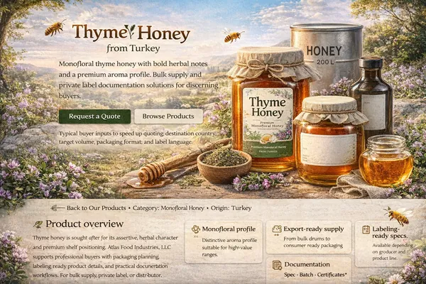 Thyme honey supply from Türkiye (product image)